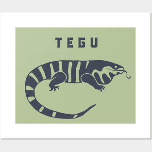 Giant Tegu. A cute lizard for reptile lovers and owners in dark ink Posters and Art